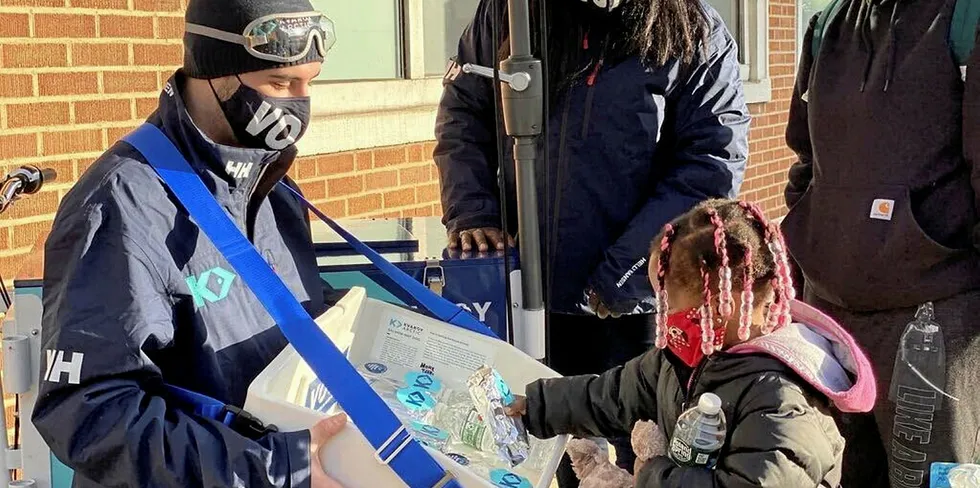 Norwegian salmon farmer Kvaroy handed out 5,000 free salmon hot dogs to voters in six US states on election day.