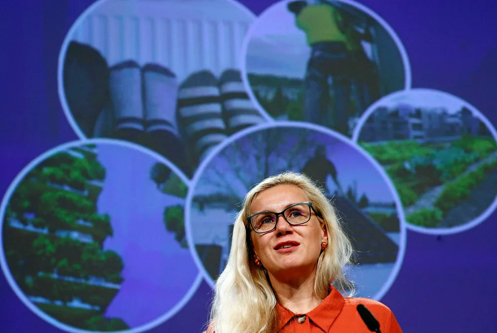 Plans in place: EU Commissioner for Energy Kadri Simson speaks during a media conference on the Methane Strategy and the Renovation Wave at the EU headquarters in Brussels