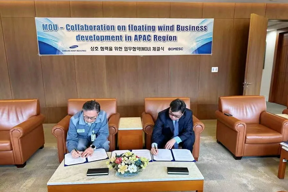Making their mark: Bomesc and Korwan sign up to pursue floating wind projects.