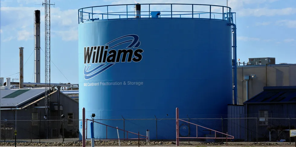 A shot of a Williams Liquid Gas storage tank in the US.