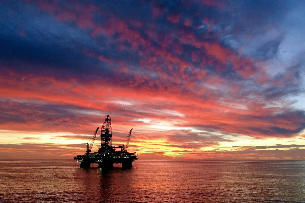 The drilling rig Atwood Osprey at the Barossa field, offshore Australia.