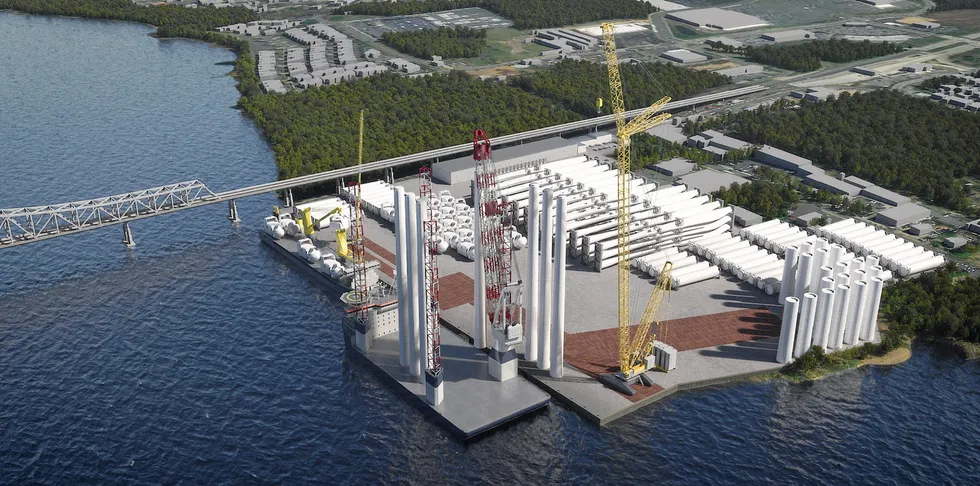 CGI of the Arthur Kill Terminal offshore wind port