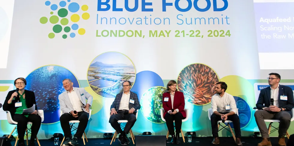 More than 100 million metric tons of feed will be needed by 2050 as the global aquaculture industry continues to grow. Panelists discuss the sector at the Blue Food Innovation Summit in London, May 21-22.