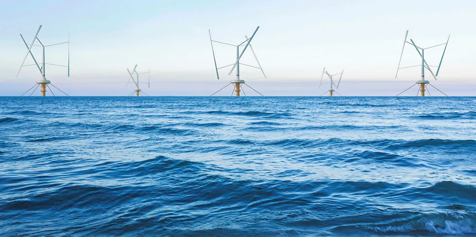 A rendering of SeaTwirl turbines.