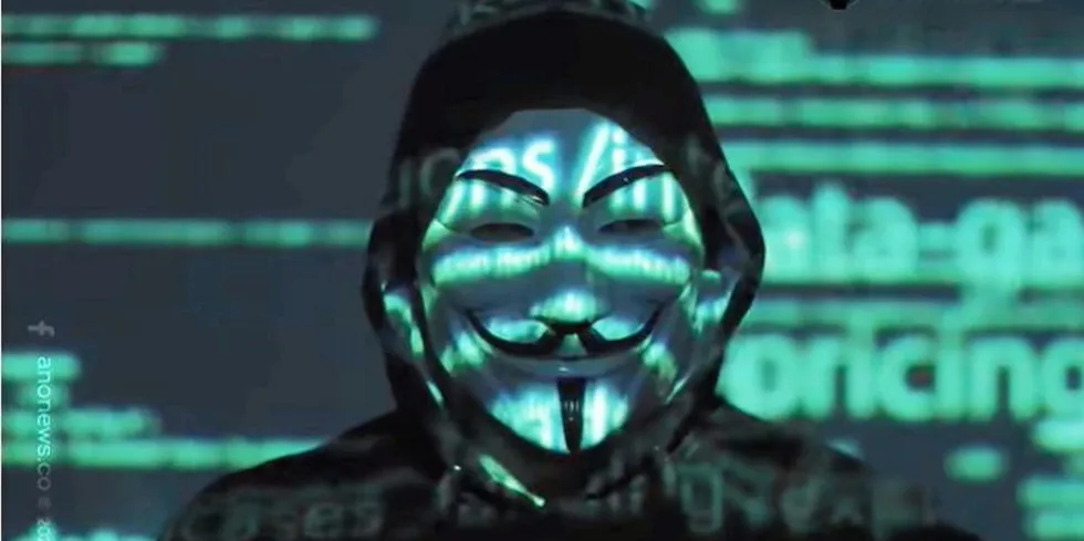 A screenshot of a message from cyber hacking group Anonymous. The group has declared "Cyber war" on Russia over its invasion of Ukraine.