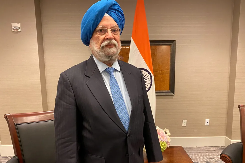 India's Minister of Petroleum and Natural Gas, Hardeep Singh Puri.