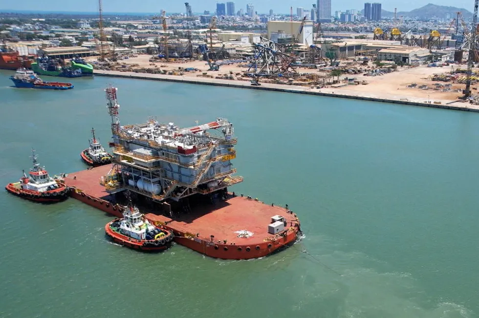 First Hai Long substation being loaded out from Vietnam's PTSC yard.