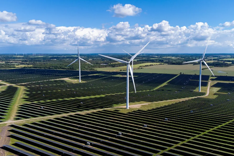 A wind and solar farm in northern Denmark.