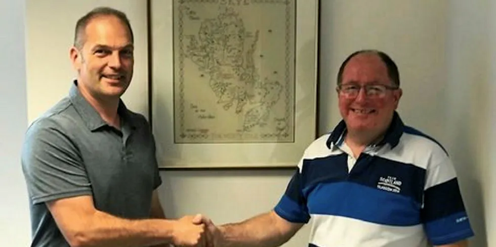 Alex MacInnes, CEO, welcomes Karl Scott (left) onto the board of Organic Sea Harvest as a non-executive director.