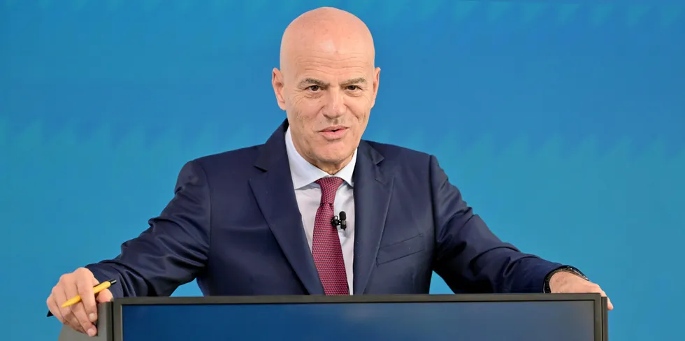 Eni chief executive Claudio Descalzi speaking in Rome last year.