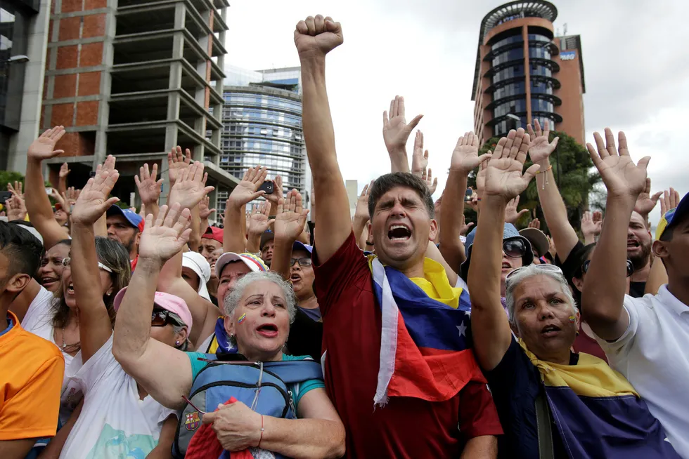 Unrest: turmoil in Venezuela has led the US to signal it could impose sanctions on the South American nation's crude exports
