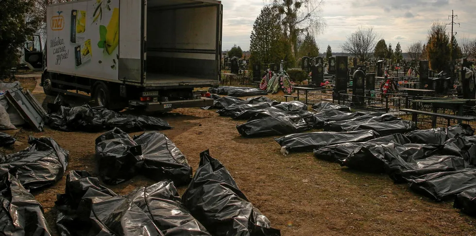Viciunai published this photo on its Linkedin page appearing to show Ukrainian victims of Russia's invasion.