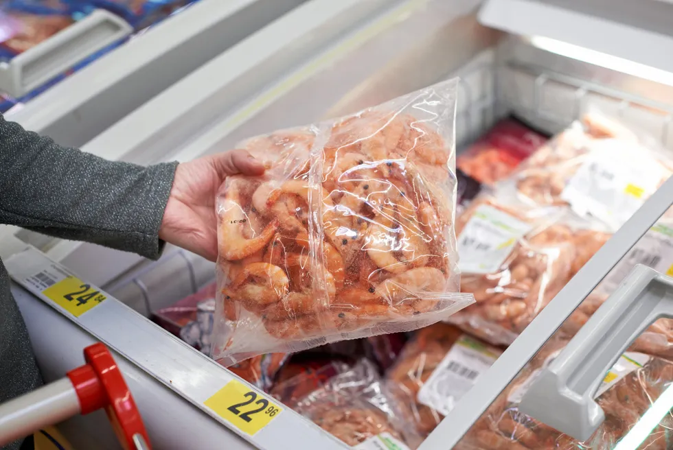 Frozen shrimp sales climbed recently at US supermarkets.