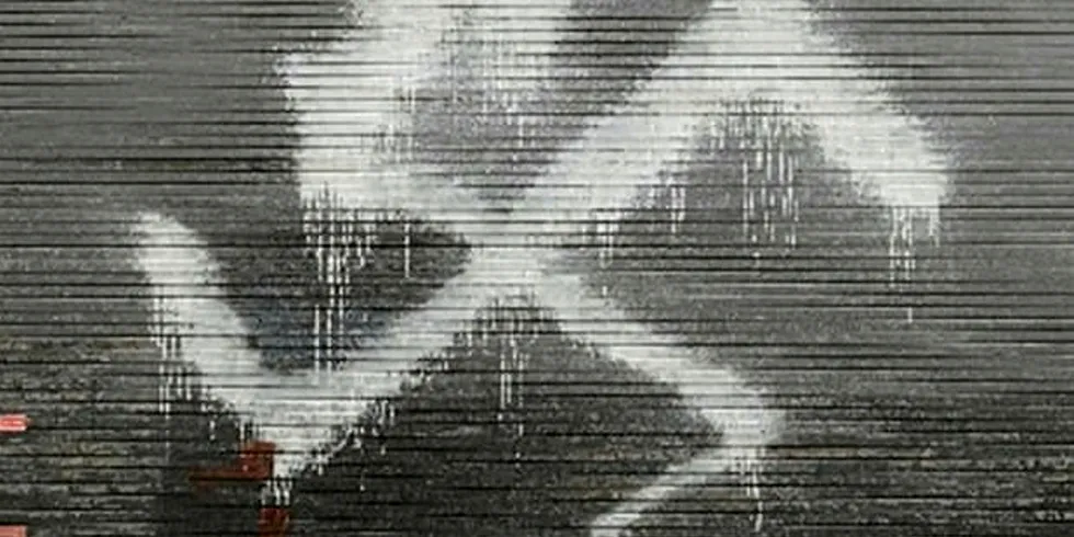 The swastika on H Forman & Son HQ.