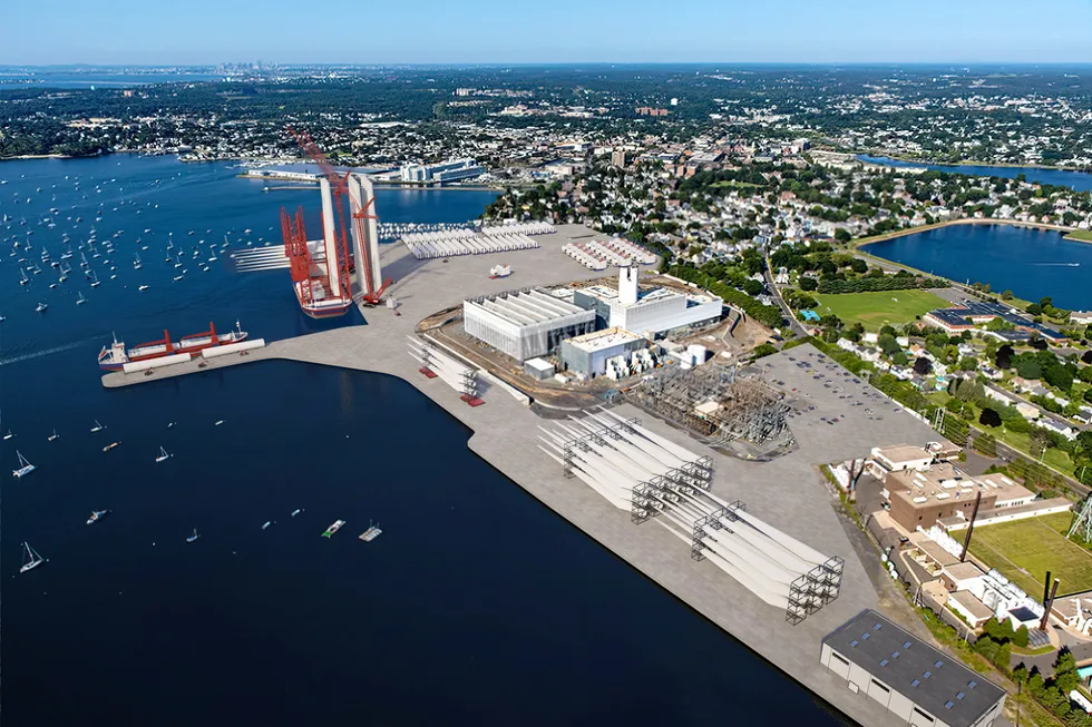 Artist's rendition of Crowley's plans for Salem Harbour offshore wind terminal in Massachusetts
