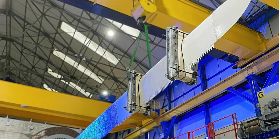 Act Blade prototype rigged up at Offshore Renewable Energy Catapult R&D centre, in Blyth, UK