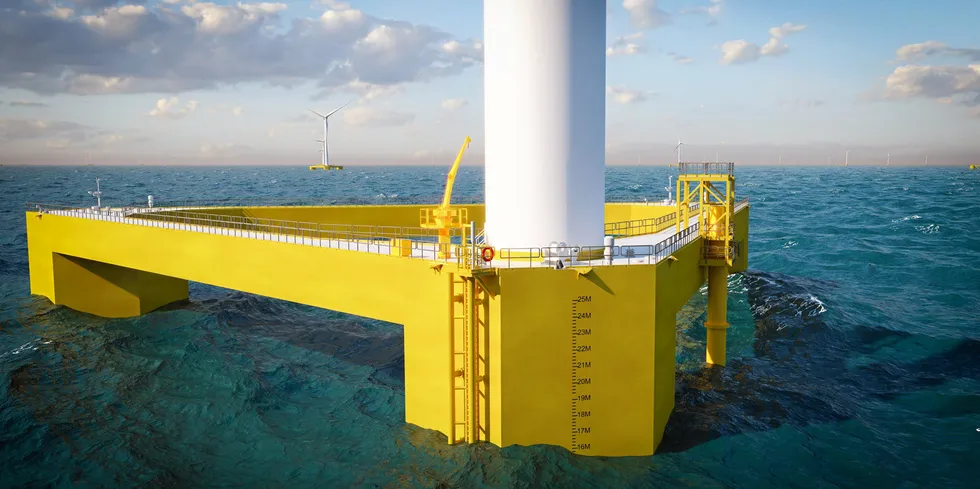 One of Principle Power's fourth-generation WindFloat designs features hexagonal geometries to faciliate localised fabrication.