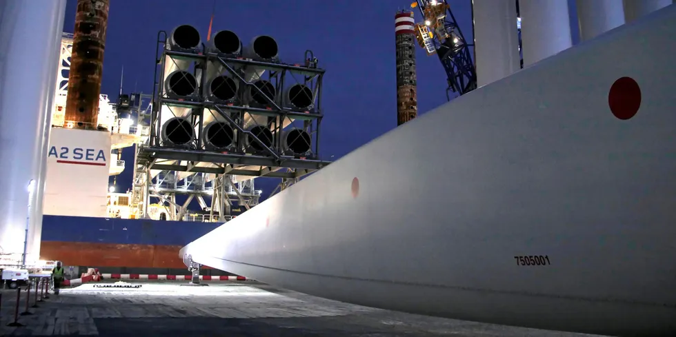 Siemens Gamesa wind turbine blade for Race Bank offshore wind farm off UK