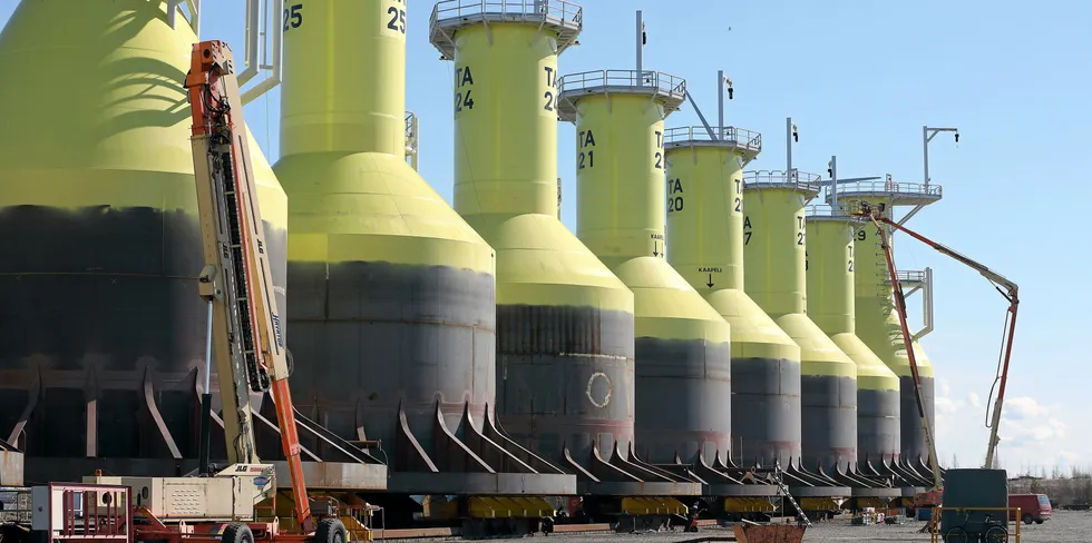 Gravity-based foundations used at the existing Tahkoluoto wind farm.