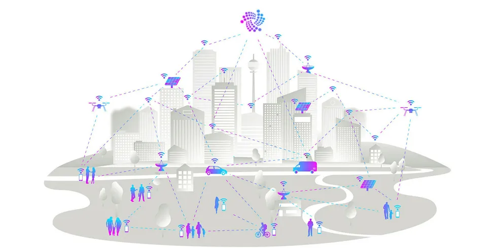 Artist's representation of the IOTA Tangle at work.