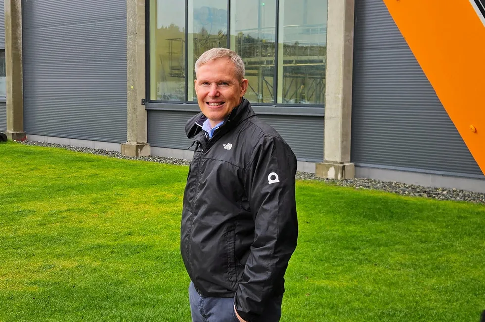 Mowi CEO Ivan Vindheim on the island of Josnoya, home of a new factory Mowi built at the end of 2023.