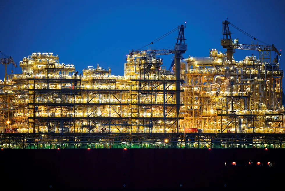 Remote reserves: a floating liquefied natural gas facility under construction at a shipyard in South Korea
