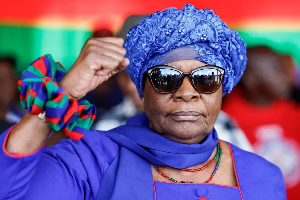 Netumbo Nandi-Ndaitwah, the ruling South West Africa People's Organisation (SWAPO) presidential candidate in Namibia's election.