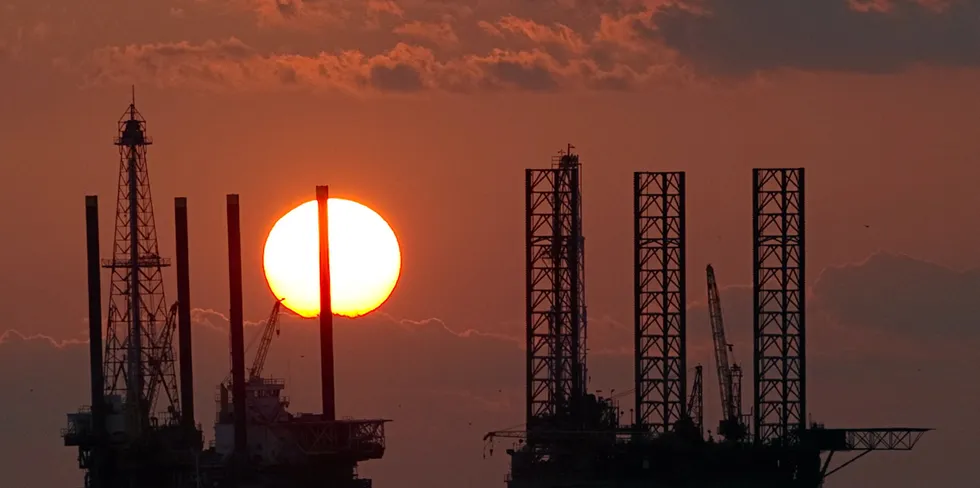 Offshore oil platform rigs in Port Fourchon, Louisiana