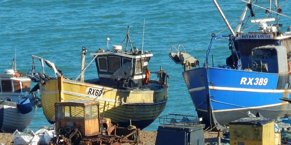 Fishing boats in Hastings UK.