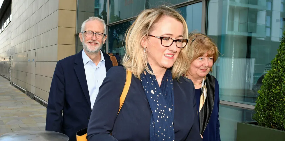 Rebecca Long Bailey with Labour leader Jeremy Corbyn.
