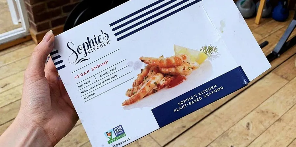 A package of Sophie's Kitchen plant-based shrimp. The company just landed a leading seafood distribution deal.
