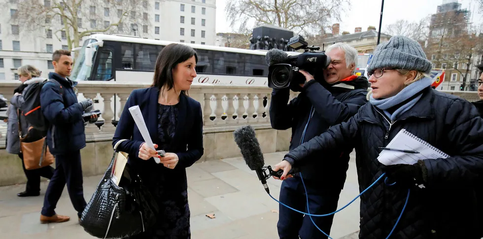 Labour MP Rachel Reeves arrives to attend a meeting at Cabinet Office on Whitehall in London on January 22, 2019.
