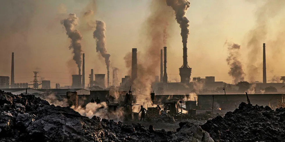 An emissions-heavy steel factory in China powered by coal.