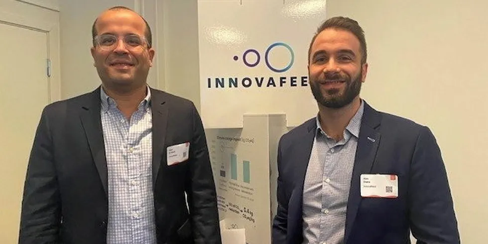 Innovafeed is in the process of ramping up its production facility to 15,000 metric tons of protein, Innovafeed CBO Nizar El Alami and Product Manager Alex Diana said.