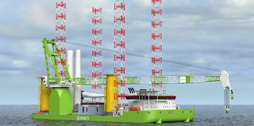 CGI of planned Eneti wind turbine installation vessel