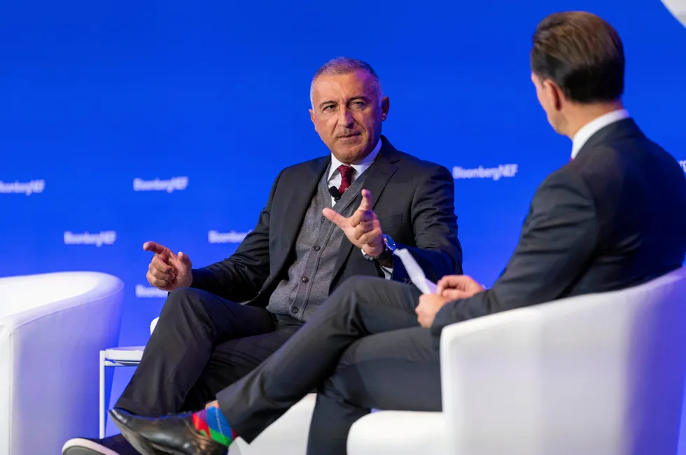 Eni chief operating officer Guido Brusco speaks at the BloombergNEF 2024 Summit in London.
