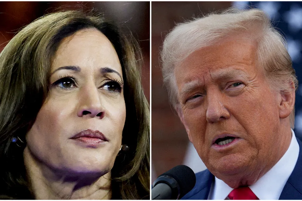 US Vice President Kamala Harris (let) and former president Donald Trump (right).