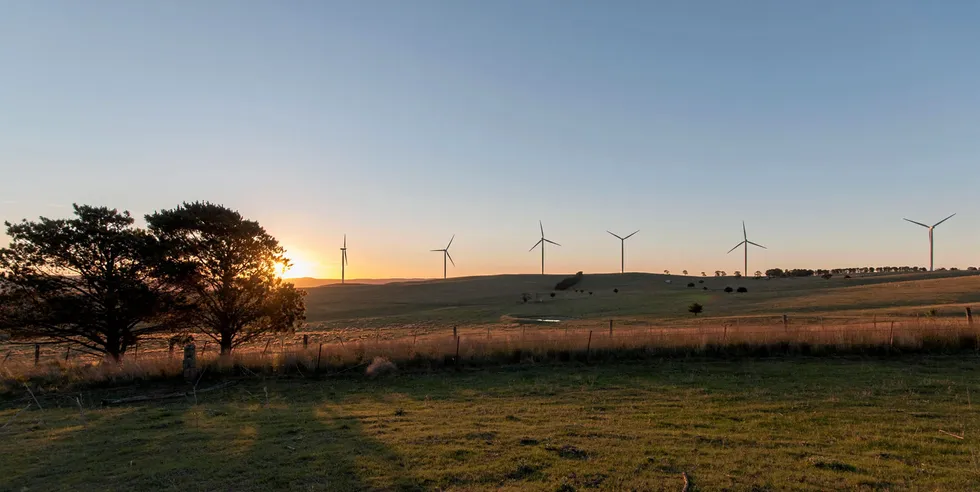 Capital Wind Farm, the largest wind farm in New South Wales, 30 kilometres north east of Canberra, Australia