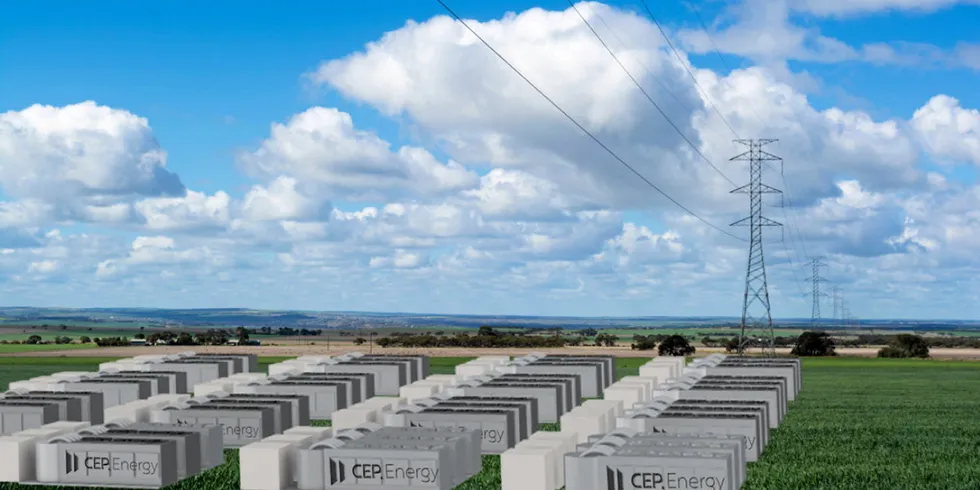 A mock-up of CEP Energy's 1.2GW Kurri Kurri battery project.