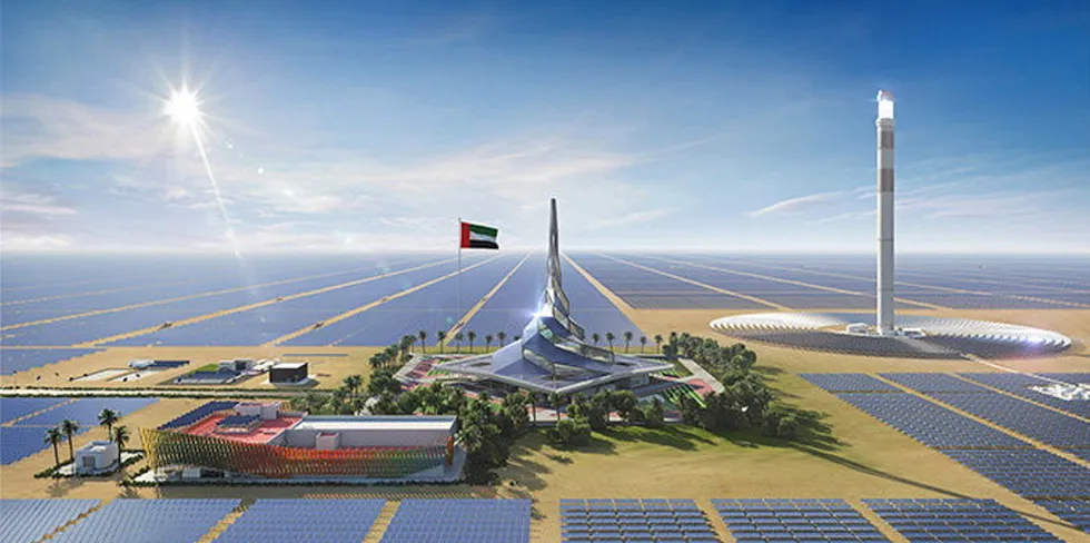 A rendering of the Mohammed bin Rashid Al Maktoum Solar Park.