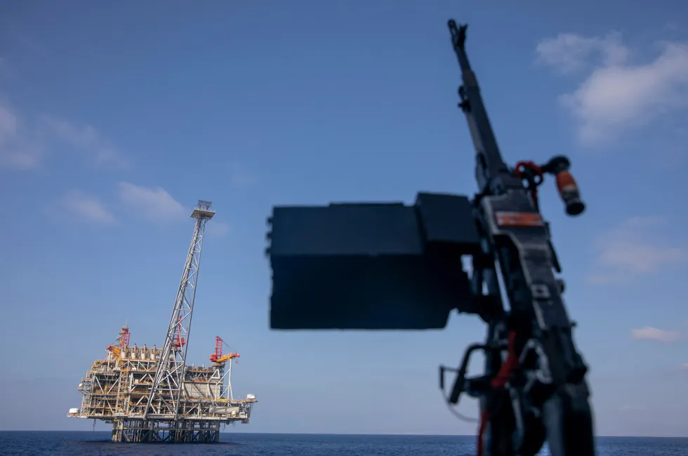 Israel's Leviathan gas field seen from on board an Israeli navy ship
