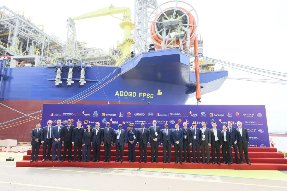 The Agogo FPSO, bound for Angola, was named at a ceremony in Shanghai on Thursday.