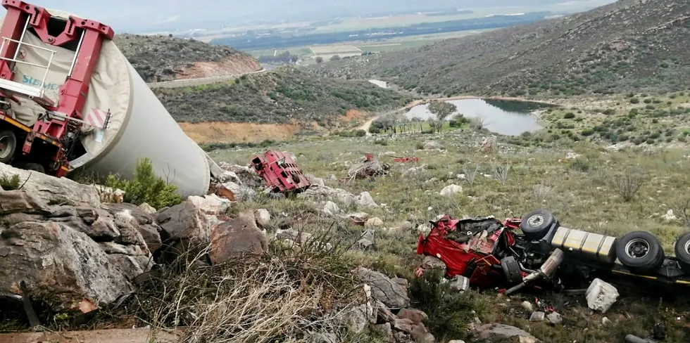 The site of the crash in South Africa.