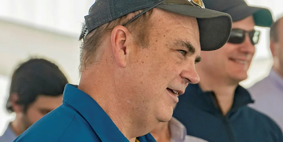 Glenn Cooke at the 2019 at christening of Omega Protein vessel Southern Star.