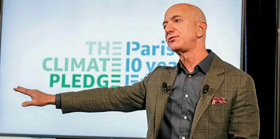 Amazon CEO Jeff Bezos announces co-founding of The Climate Pledge in Washington, DC last September