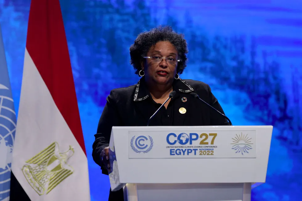 New date: Barbados Prime Minister Mia Mottley.