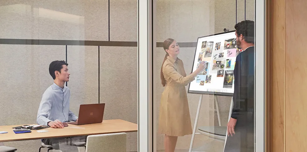 Work using Microsoft's cloud-connected Surface Hub