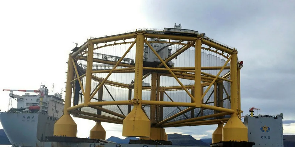 SalMar's offshore aquaculture facility on its way to Norway.