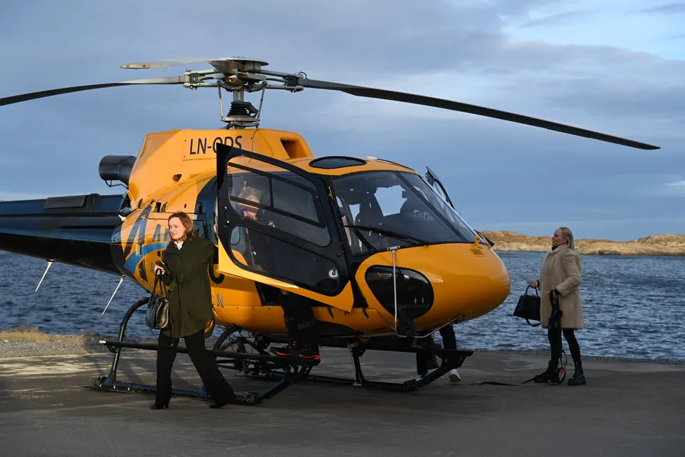 Kathrine Fredriksen, who oversees some of the family's investments, arrived by helicopter on the Norwegian island of Lovund after the world's largest salmon farmer made its latest acquisition. Mowi CEO Ivan Vindheim and Nova Sea Chair Aino Olaisen were also present.