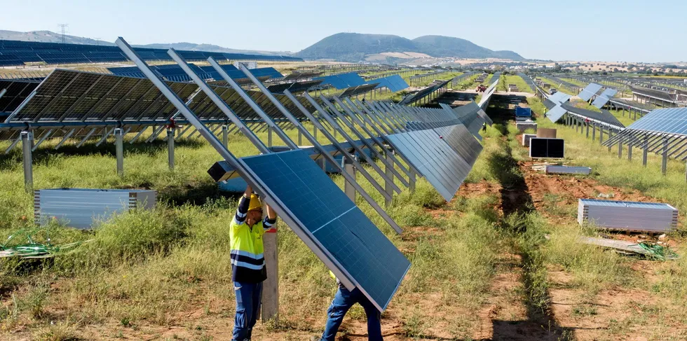 Construction of Statkraft's El Yarte solar array in Spain.